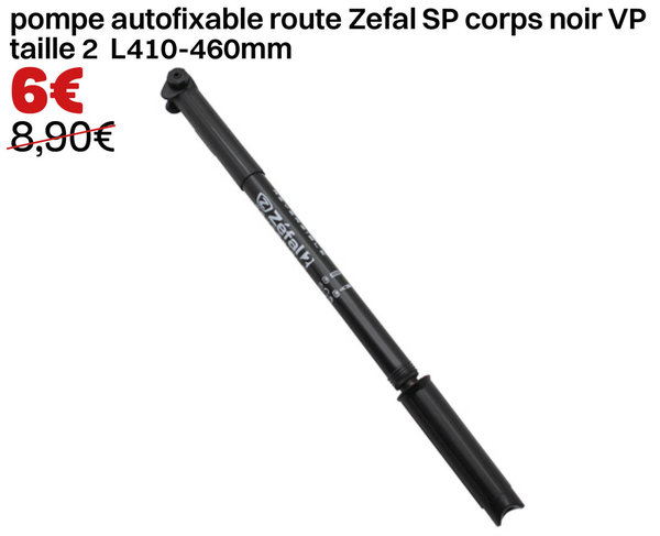 pompe autofixable route Zefal SP corps noir VP taille 2 L410-460mm