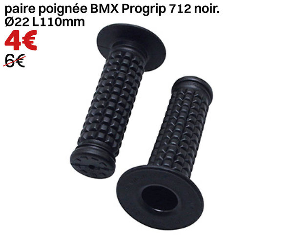 paire poignée BMX Progrip 712 noir. Ø22 L125mm
