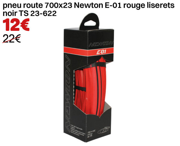 pneu route 700x23 Newton E-01 rouge liserets noir TS 23-622
