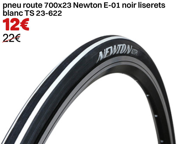 pneu route 700x23 Newton E-01 noir liserets blanc TS 23-622
