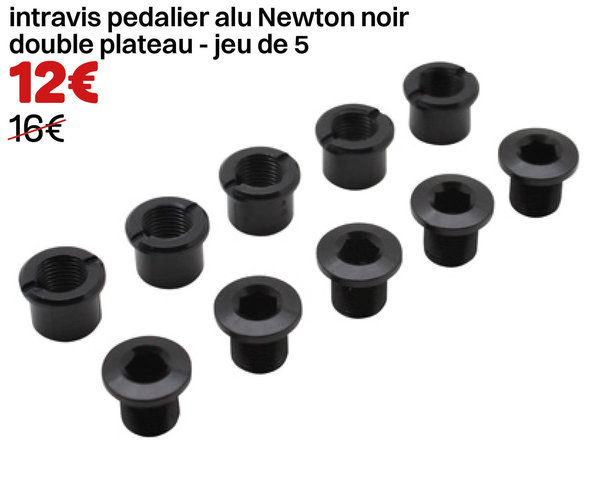 intravis pedalier alu Newton noir double plateau - jeu de 5