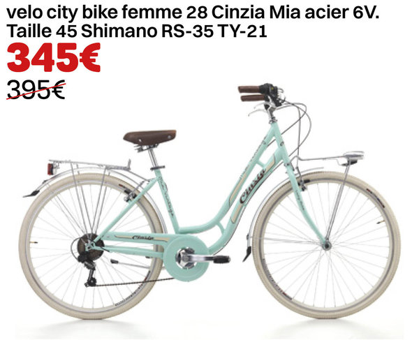 velo city bike femme 28 Cinzia Mia acier 6V. Taille 45 Shimano RS-35 TY-21