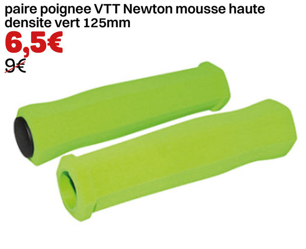 paire poignee VTT Newton mousse haute densite vert 125mm