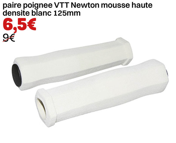 paire poignee VTT Newton mousse haute densite blanc 125mm