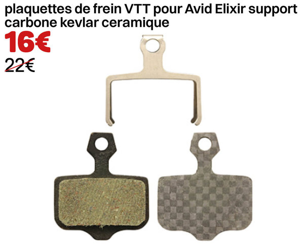 plaquettes de frein VTT pour Avid Elixir support carbone kevlar ceramique