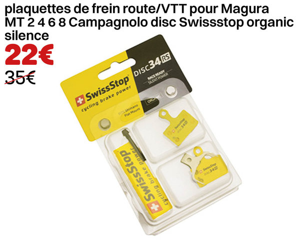plaquettes de frein route/VTT pour Magura MT 2 4 6 8 Campagnolo disc Swissstop organic silence