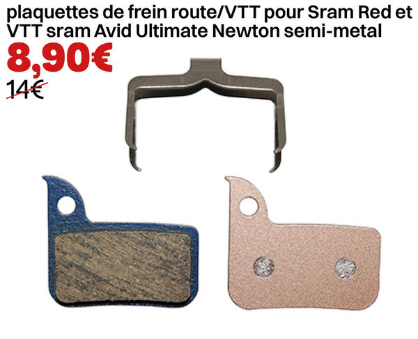 plaquettes de frein route/VTT pour Sram Red et VTT sram Avid Ultimate Newton semi-metal