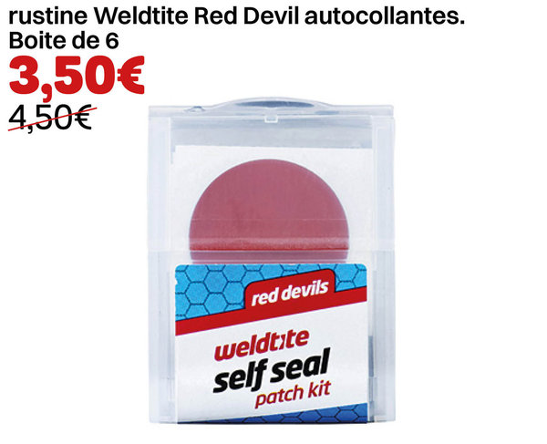 rustine Weldtite Red Devil autocollantes. Boite de 6