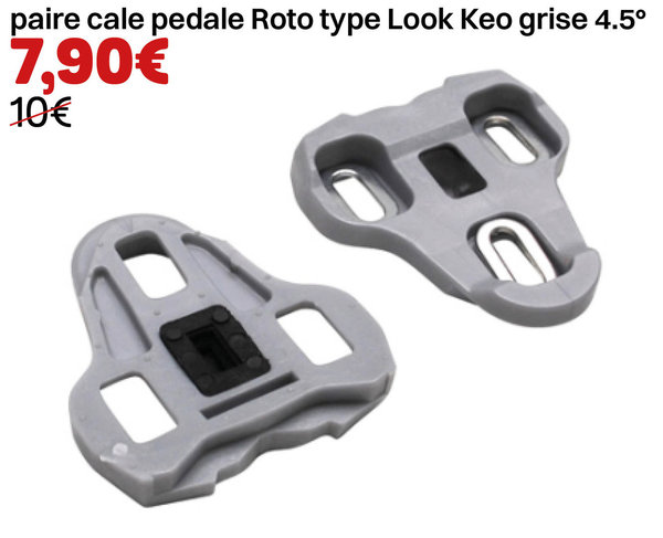 paire cale pedale Roto type Look Keo grise 4.5°