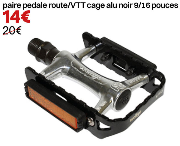 paire pedale city/VTT cage alu noir 9/16 pouces