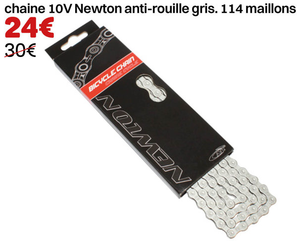 chaine 10V Newton anti-rouille gris. 114 maillons