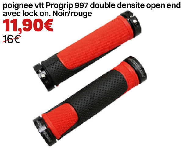 poignee vtt Progrip 997 double densite open end avec lock on. Noir/rouge