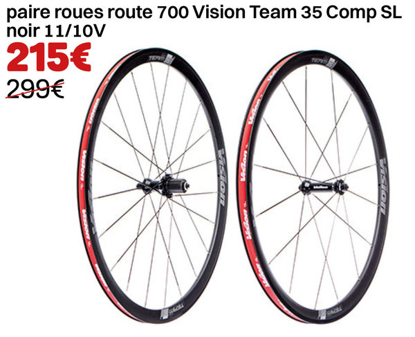 paire roues route 700 Vision Team 35 Comp SL noir 11/10V